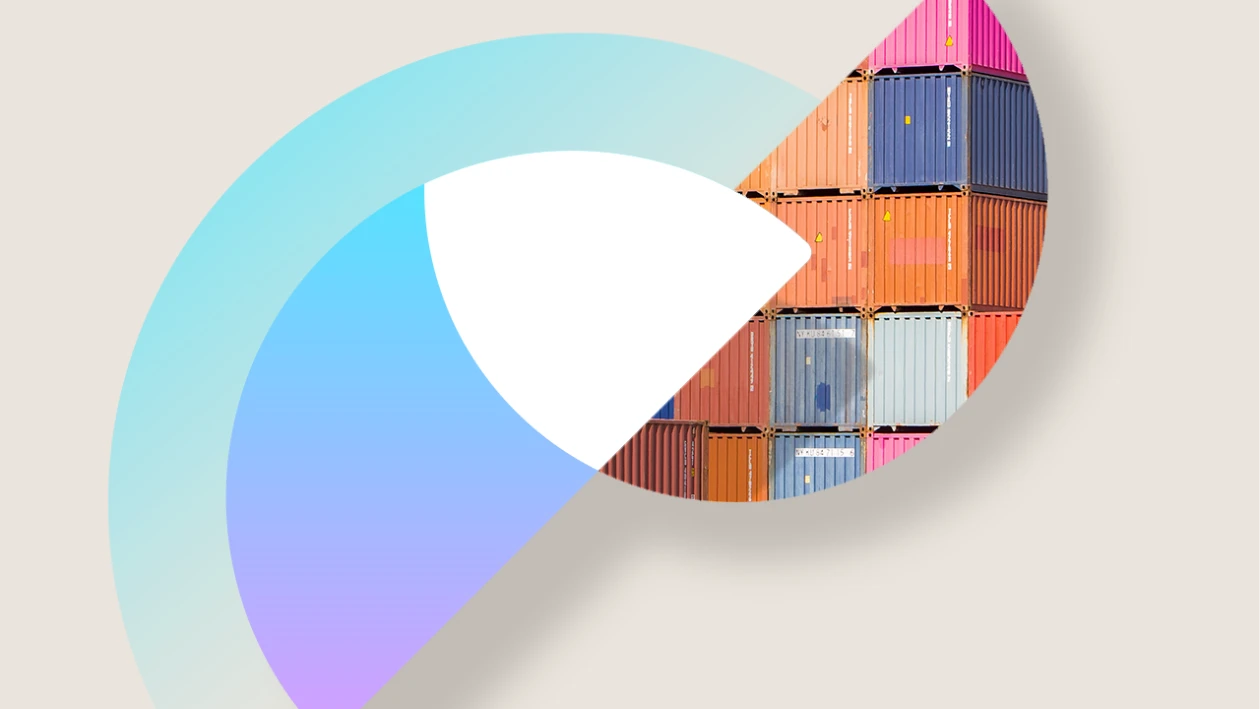 Abstract, geometric design, incorporating an image of shipping containers