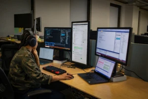 A developer working on software. Digitalisation means banks will have to diversify their channel offerings.