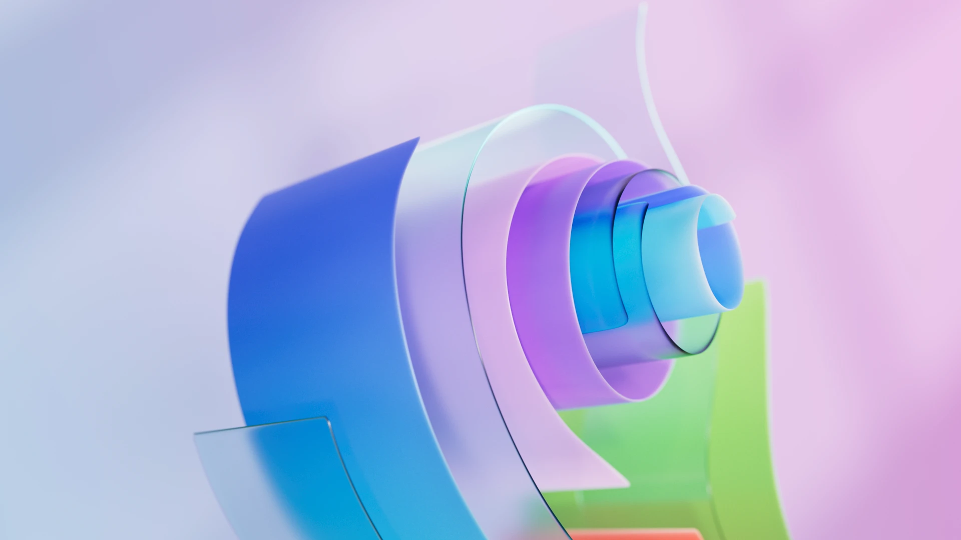 Decorative image of purple, blue, and green swirls with purple background