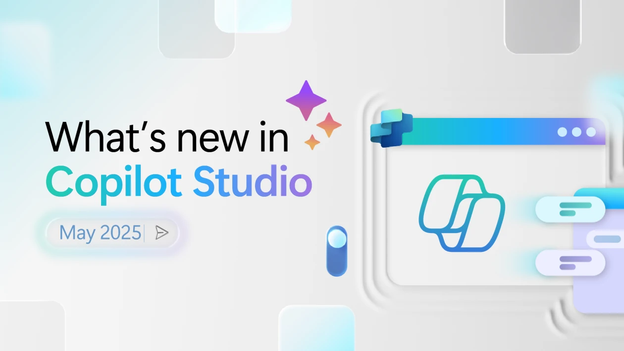 Whats new in Copilot Studio title card over abstract background