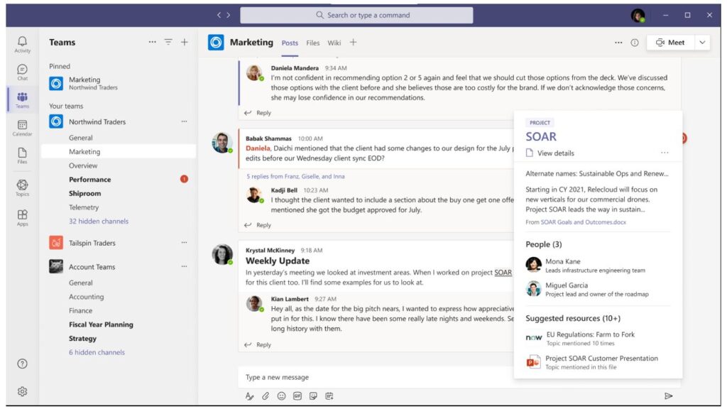 A screenshot of Microsoft Viva Topics