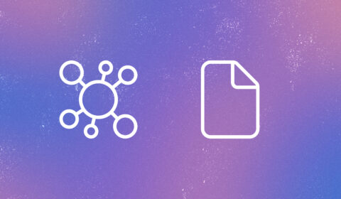 Further Notes blog | two white line icons on a purple abstract background | node icon and document icon