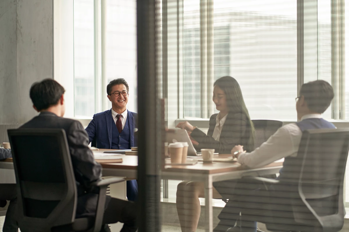 Corporate executives discussing business in a conference room