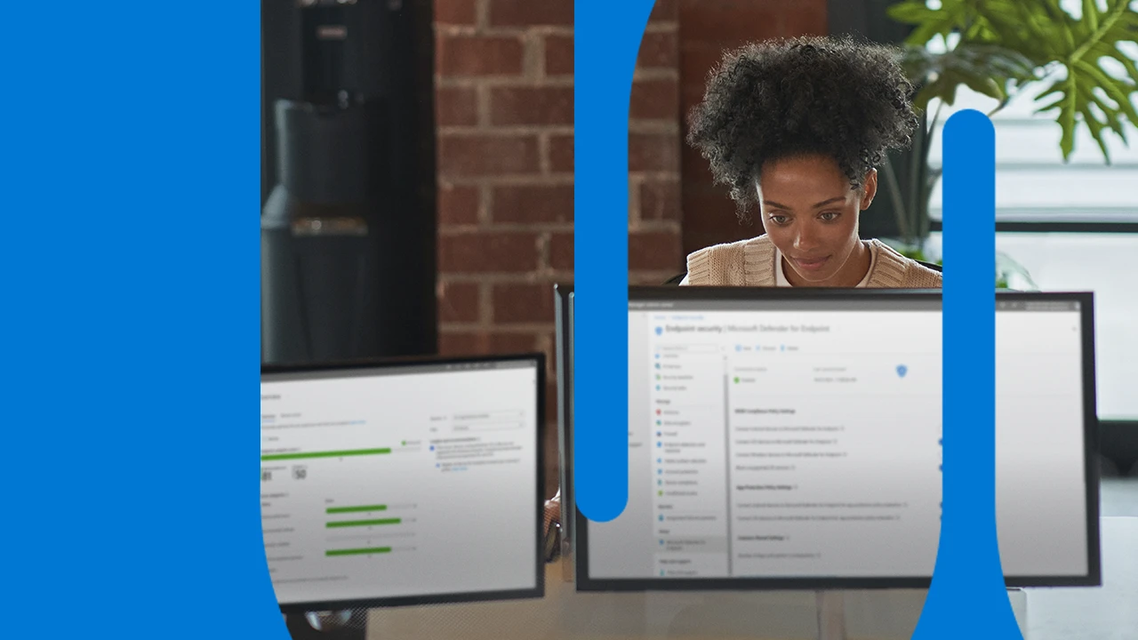 Enterprise office worker in focused work at a computer