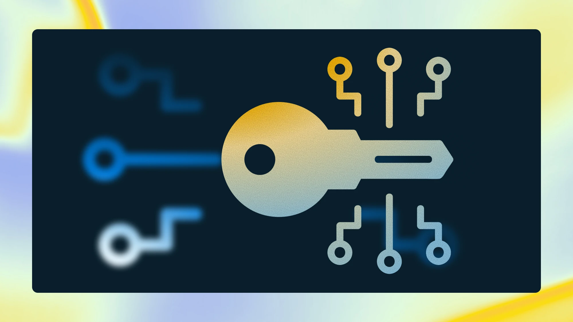 Graphic showing an icon of a key and digital lines representing secure access issues